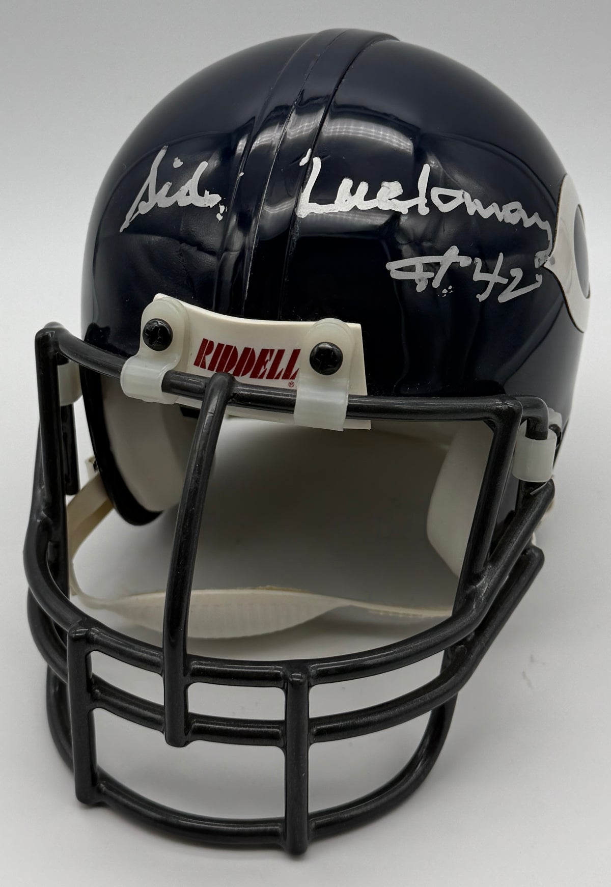 Sid Luckman HOF Signed/Autographed Chicago Bears Mini Football Helmet JSA 215562