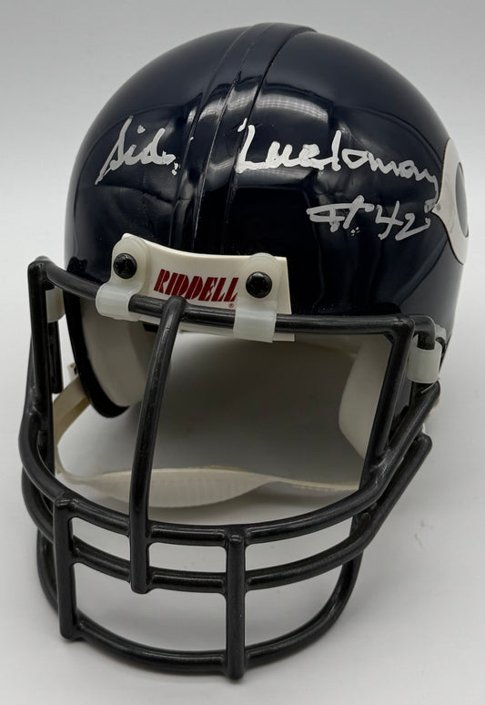 Sid Luckman HOF Signed/Autographed Chicago Bears Mini Football Helmet JSA 215562