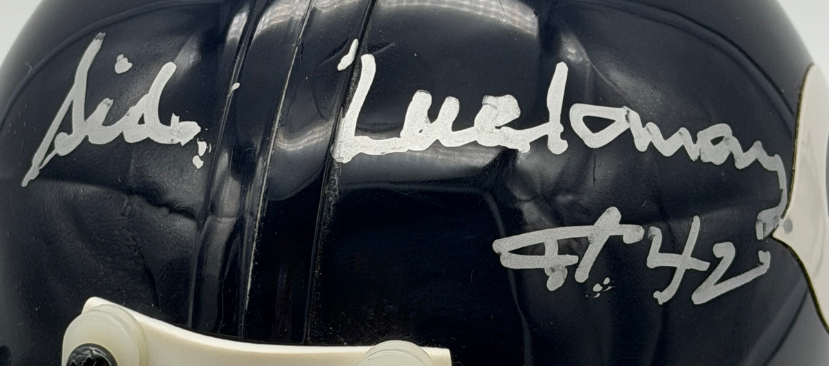 Sid Luckman HOF Signed/Autographed Chicago Bears Mini Football Helmet JSA 215562