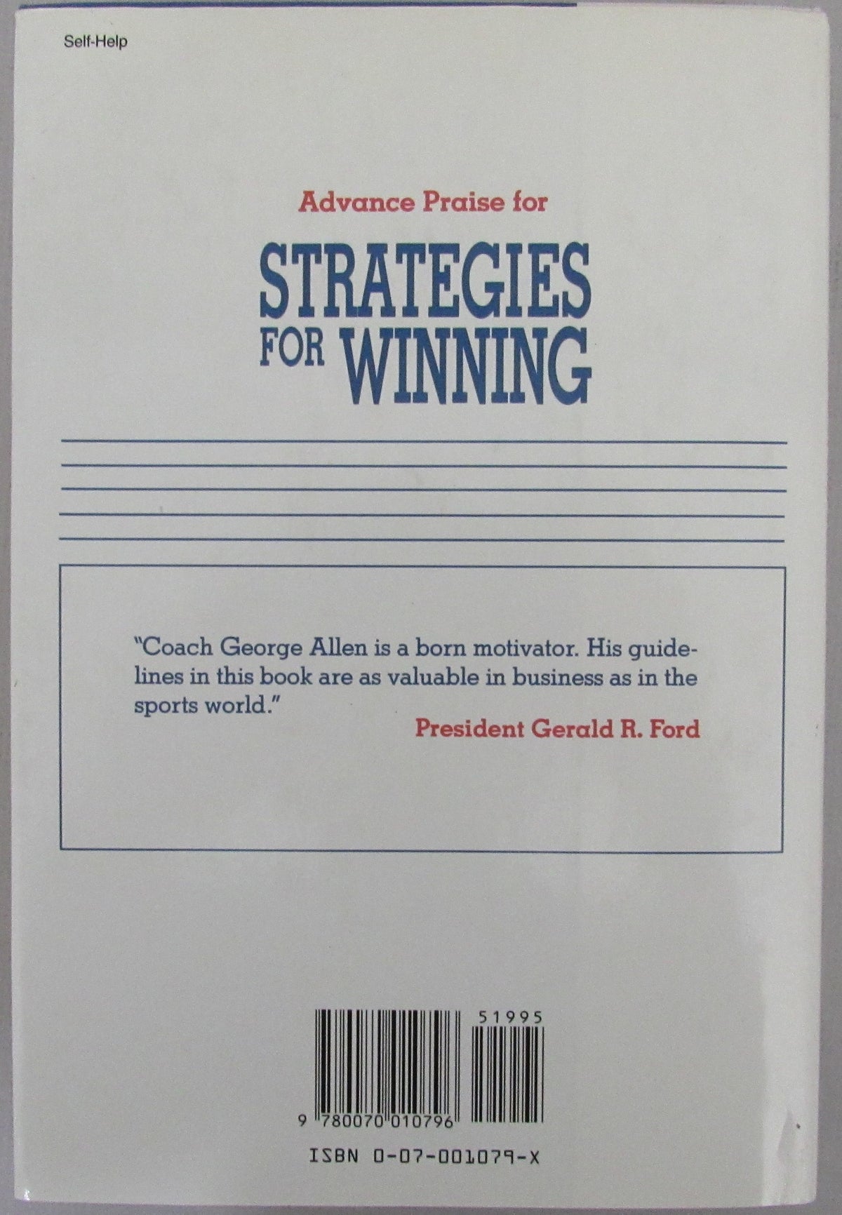 George Allen Signed/Inscribed Book "Strategies For Winning" PSA/DNA 213324