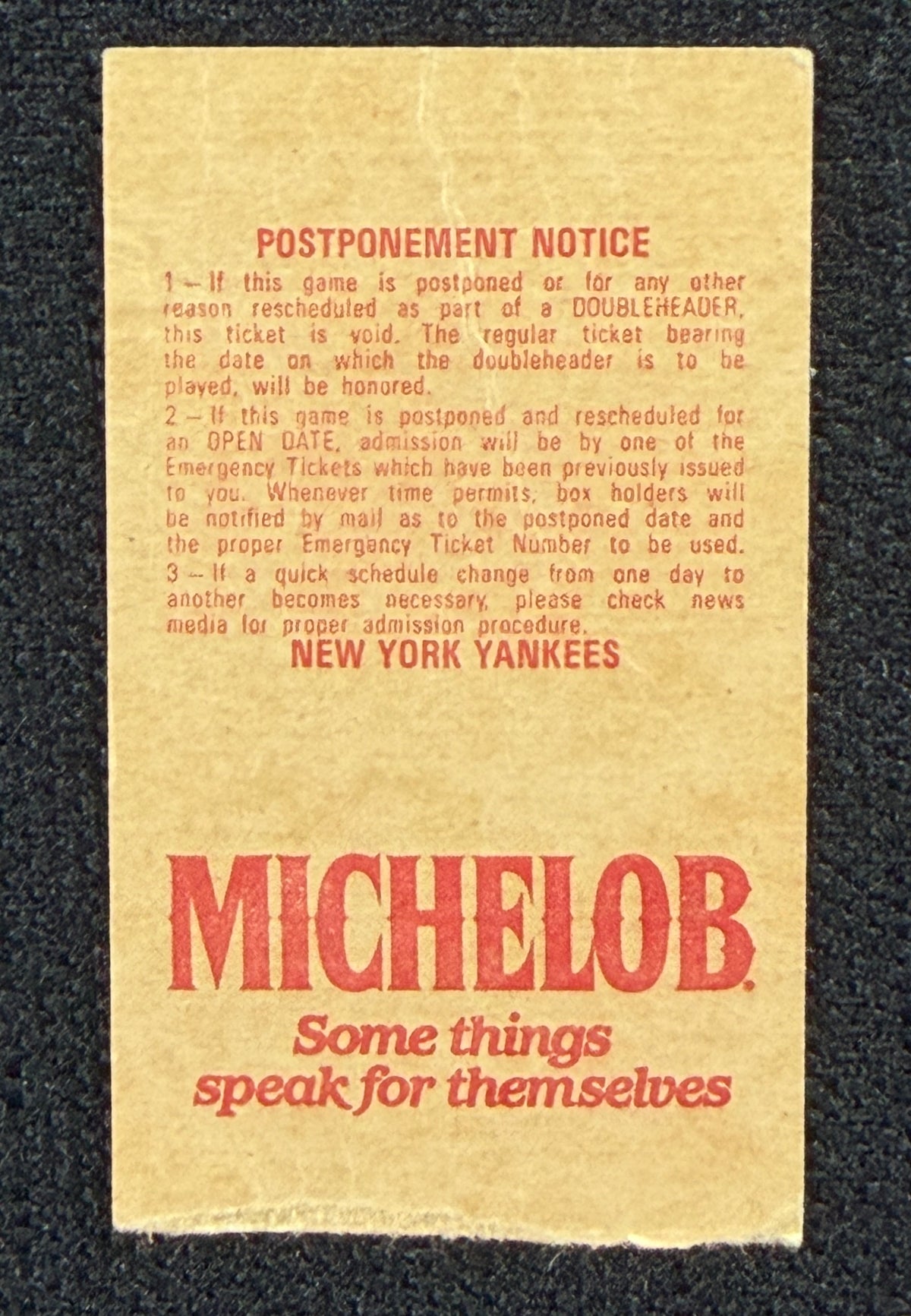 1983 New York Yankees Vs Tigers Opening Day 4/12/1983 Ticket Stub 211630