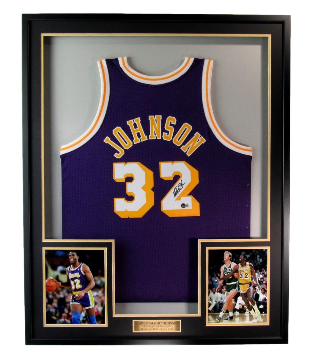 Earvin "Magic" Johnson HOF Autographed Jersey Los Angeles Lakers Framed Beckett