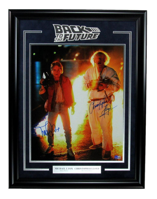 Michael J Fox/Christopher Lloyd Dual-Autographed 16x20 Photo Framed Beckett