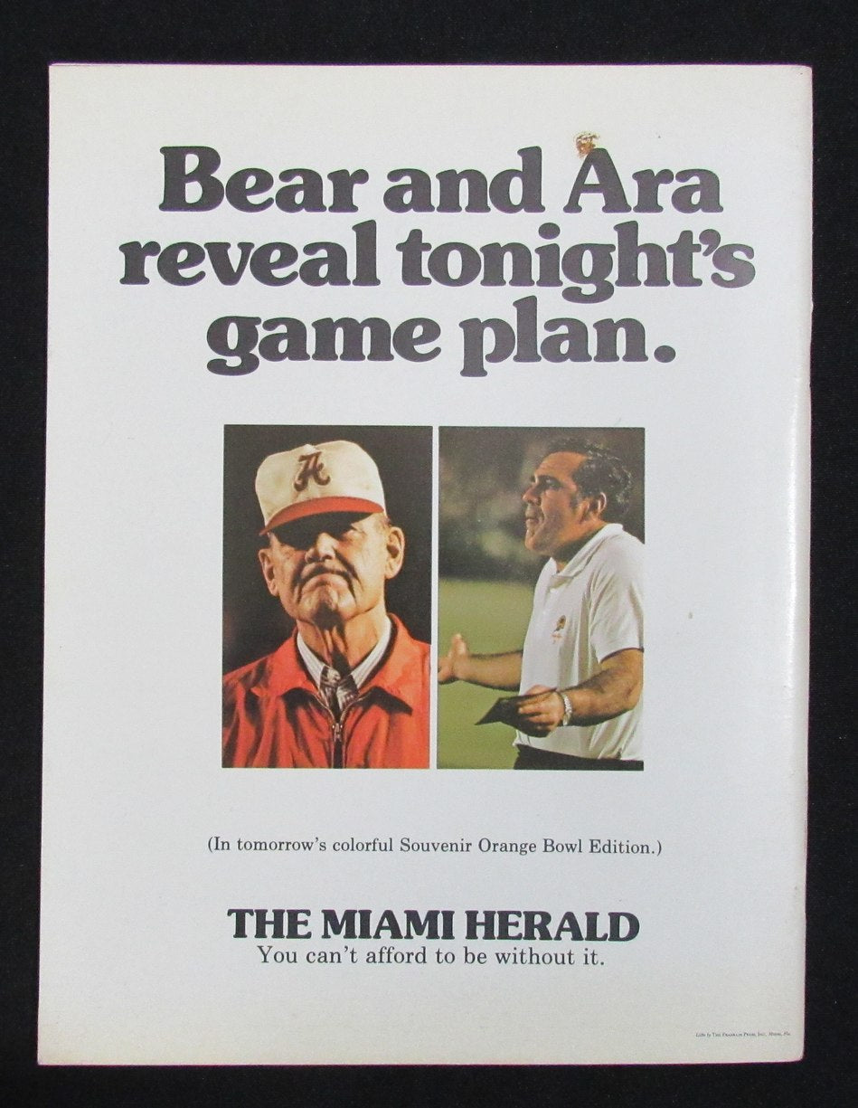 01/1/1975 Orange Bowl Notre Dame vs. Alabama Program 185821