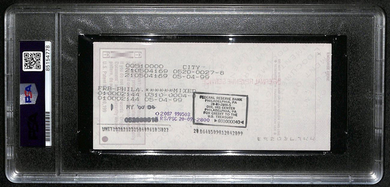 Johnny Unitas HOF Signed/Auto 1999 Bank Check Colts PSA/DNA GEM MT 10 189582