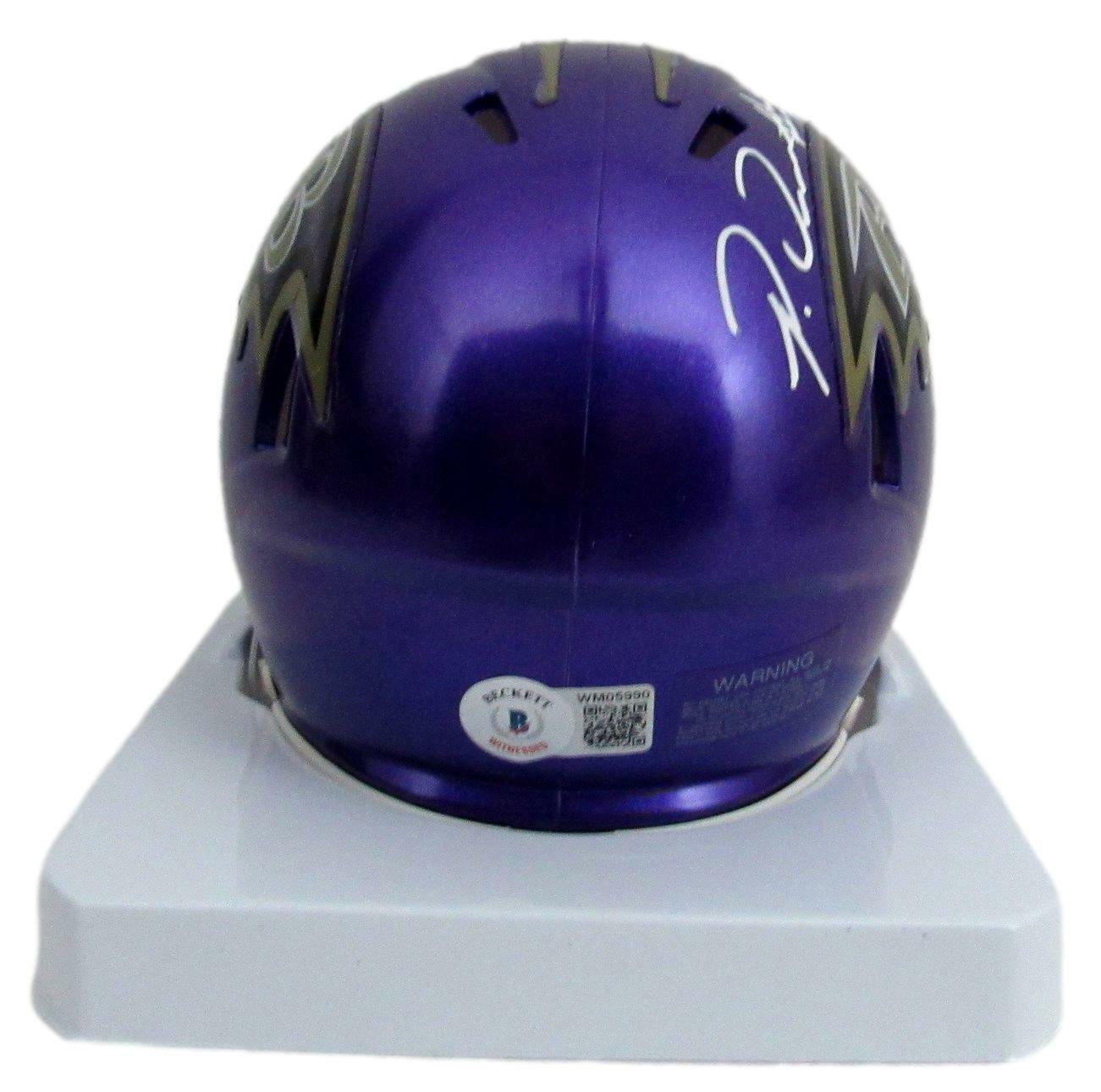 Patrick Queen Signed/Auto Ravens Purple FLASH Mini Helmet Beckett 164523