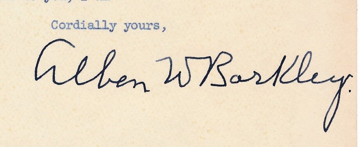 Alben W. Barkley Senator Truman VP Signed Vintage TLS 1956 Letter JSA 180345