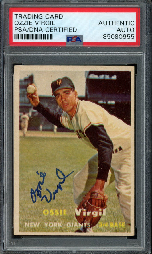 1957 TOPPS Ozzie Virgil #365 Auth Card Signed NY Giants PSA/DNA 184126
