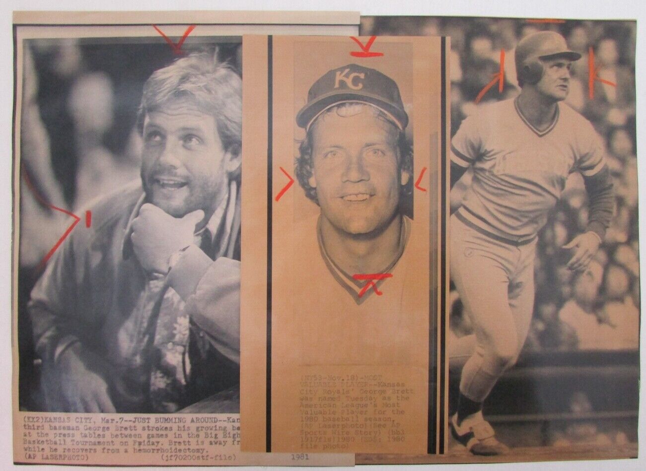 Lot of 9 George Brett Kansas City Royals 1980's-90's News Wire Photos 157376
