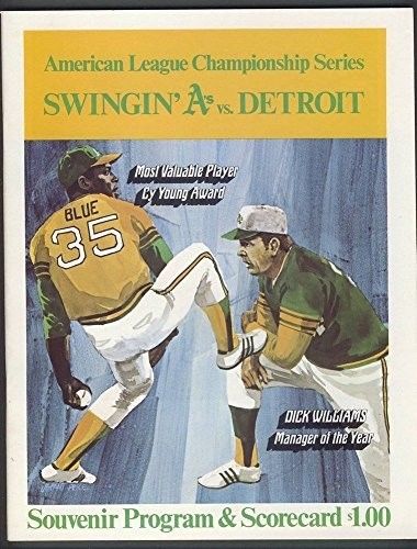 1972 ALCS Program Oakland A's Athletics Detriot Tigers Vida Blue