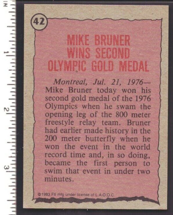 Mike Bruner Signed 1983 Topps Greatest Olympians Trading Card #42 151891