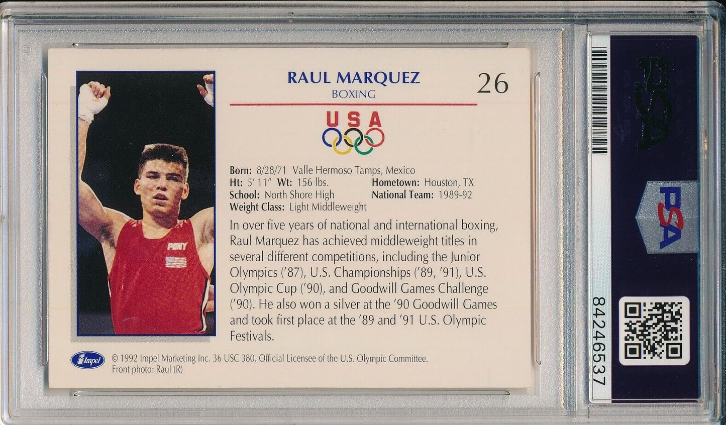 Raul Marquez USA Olympic Boxing Signed 1992 Impel Card #26 PSA/DNA 155260