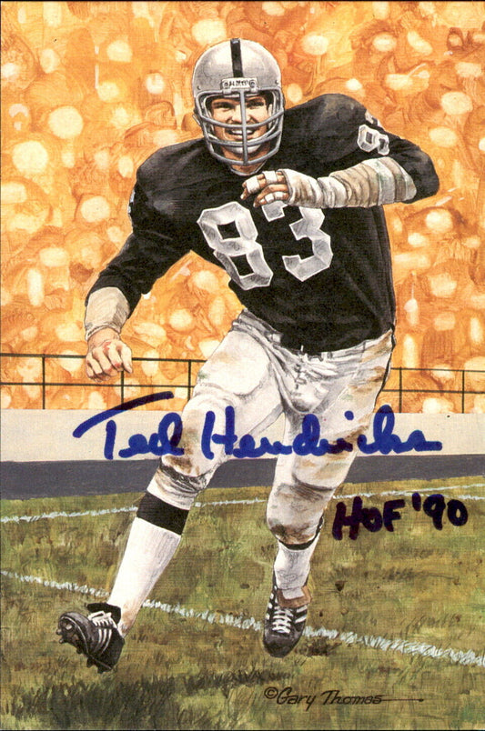 Ted Hendricks HOF Autographed/Inscribed Goal Line Art GLAC Postcard Raiders JSA