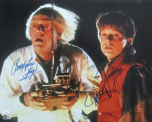 Michael J Fox/Christopher Lloyd Sign/Auto 16x20 Photo Back to Future JSA/BAS 689