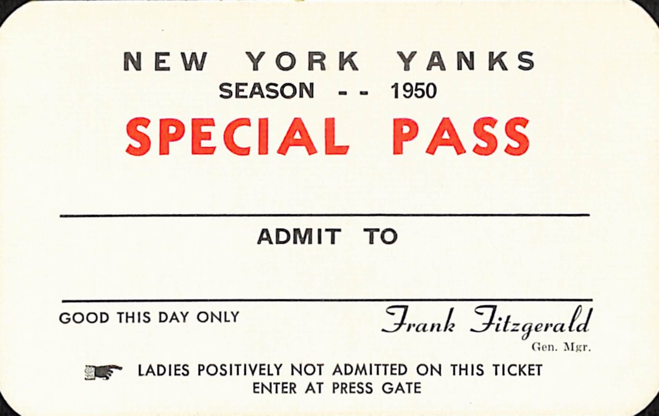 1950 New York Yanks Football Season Pass BA187586