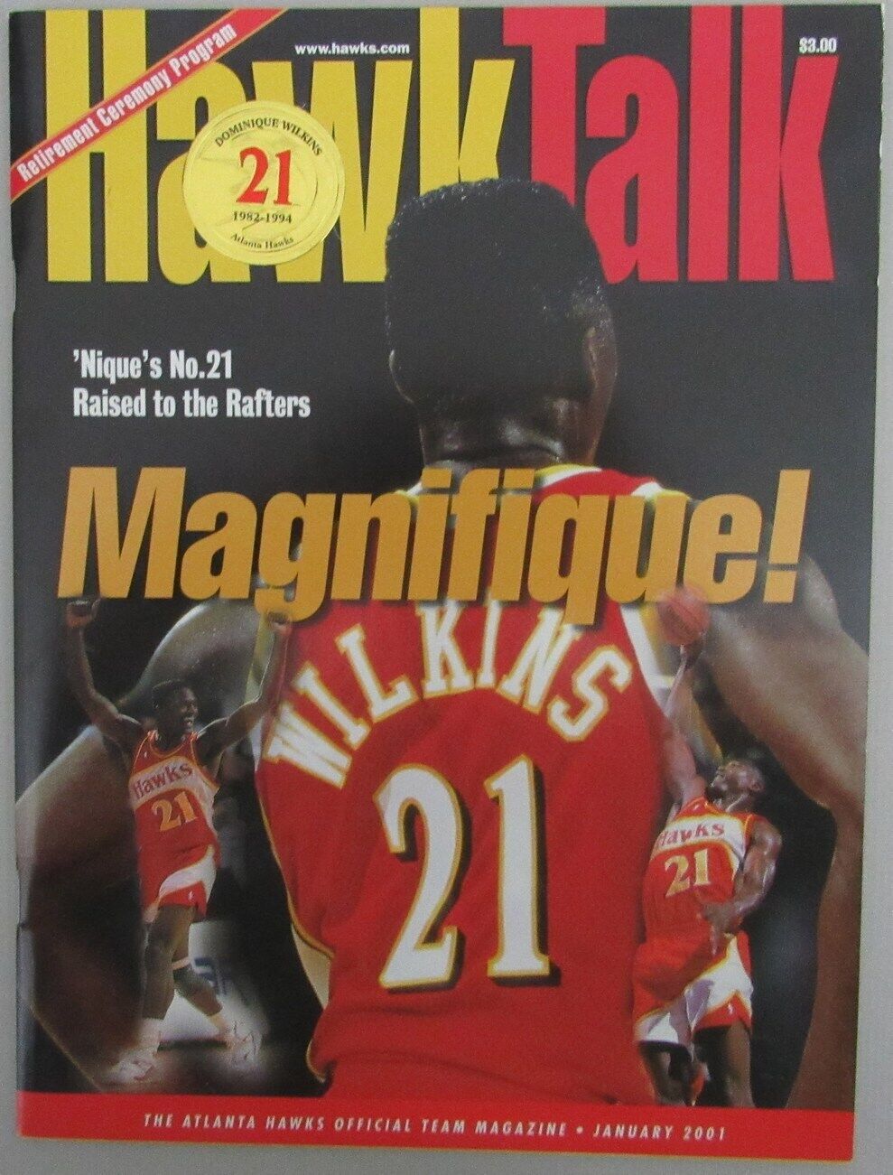 January 2001 Dominique Wilkins Retirement Ceremony Program Atlanta Hawks