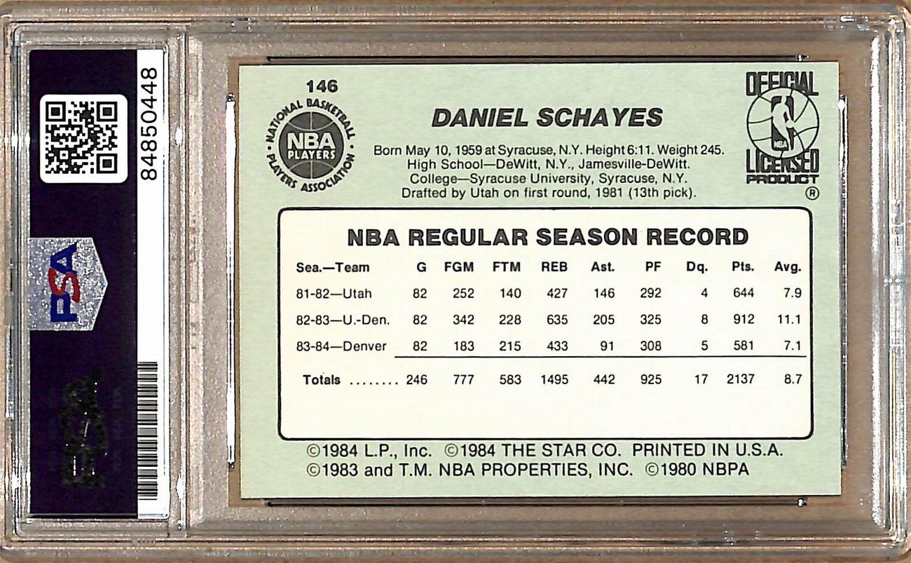 1984-85 Star Company #146 Danny Schayes Nuggets Signed Card PSA/DNA 179114