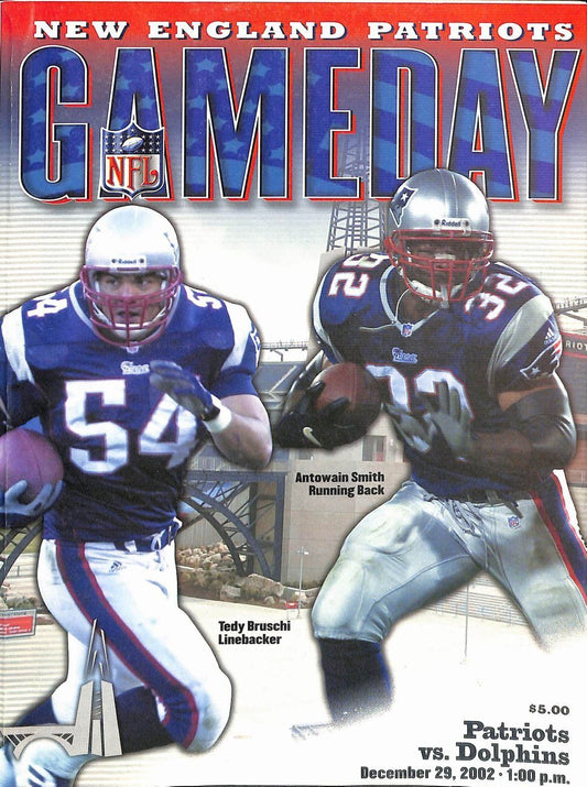 2002 12/29 Patriots vs. Dolphins Football NFL Game Program Tom Brady 178316