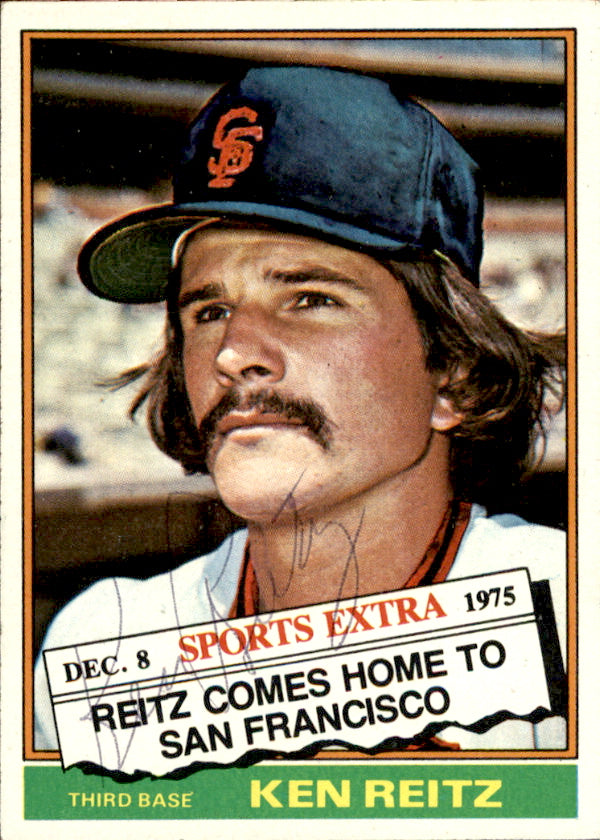 Ken Reitz Autographed 1976 TOPPS Card #158T San Francisco Giants 183408