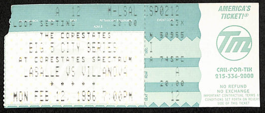 February 12, 1996  LaSalle vs Villanova College Basketball Ticket Stub 190207