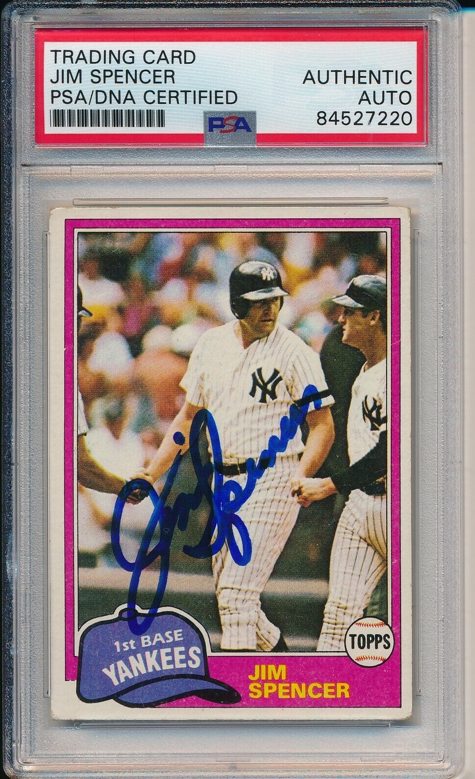 Jim Spencer Yankees Signed/Autographed 1981 TOPPS Card #435 PSA/DNA 166418