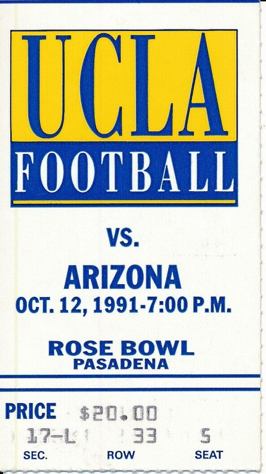 1991 UCLA Bruins vs. University of Arizona Football Game Ticket Stub 148580