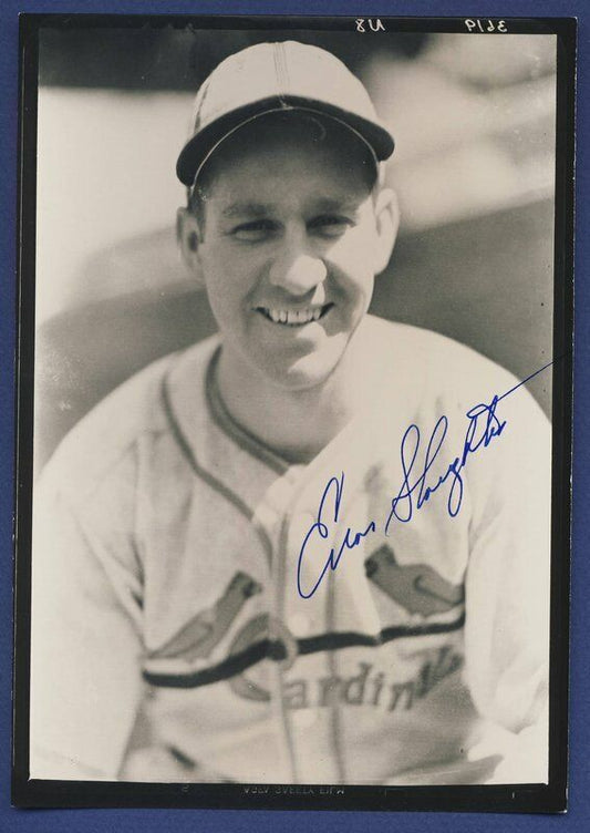 Enos Slaughter Cardinals Signed Vintage George Burke 5x7 Photo 104998