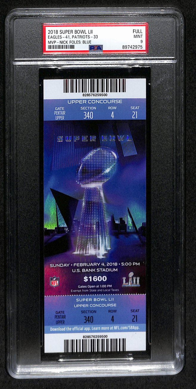 2018 Super Bowl LII Full Ticket Eagles vs. Patriots PSA/DNA MINT 9 193187