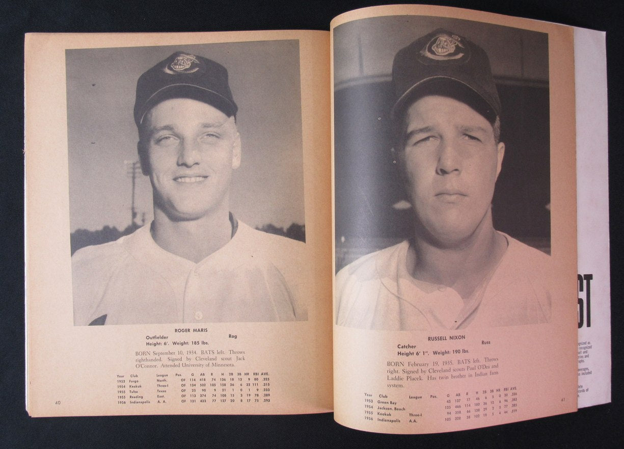 1957 Cleveland Indians Yearbook Roger Maris Rookie Year 189980