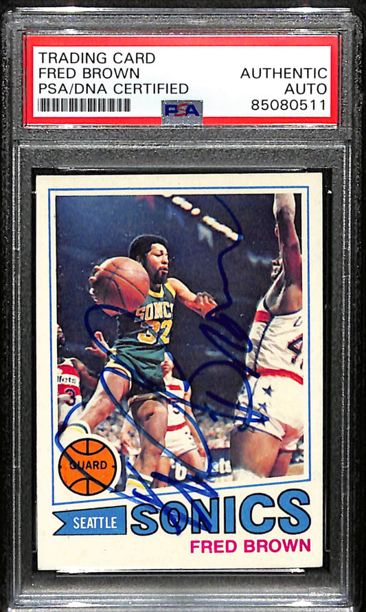 Fred Brown Signed 1977 Topps Card #30 Seattle Super Sonics PSA/DNA 185718