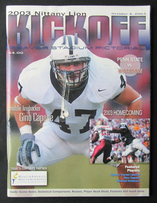 2003 Penn State vs. Wisconsin College Football Game Program 10/04
