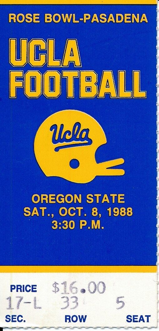 1988 UCLA Bruins vs. Oregon State Football TROY AIKMAN Ticket Stub 148635