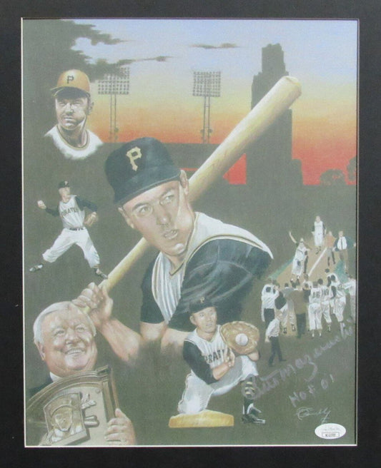 Bill Mazeroski Autographed 11x14 Art Photo Matted Pirates JSA 178309