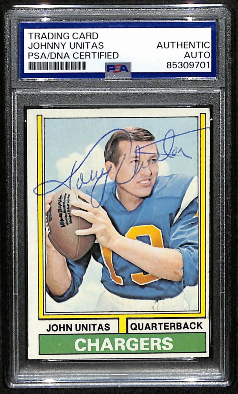 Johnny Unitas HOF Signed/Autographed 1974 Topps Card #150 Colts PSA/DNA 190706