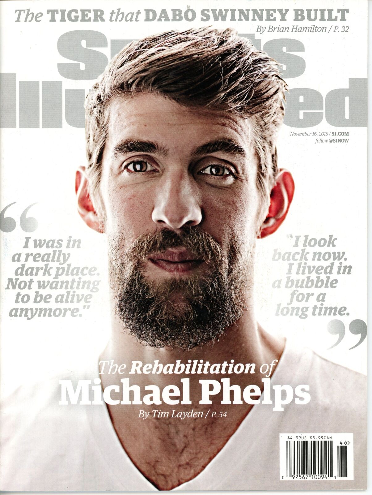 November 16, 2015 Michael Phelps Sports Illustrated Magazine NO LABEL 181986