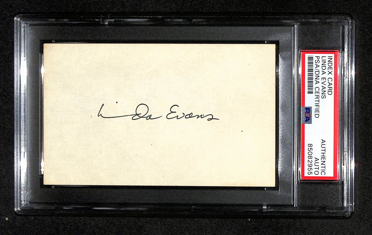 Linda Evans Signed 3x5 Index Card Actress "Dynasty" PSA/DNA 184361