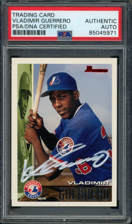 Vladimir Guerrero Montreal Expos Autographed 1995 Bowman Rookie Card #90 PSA/DNA