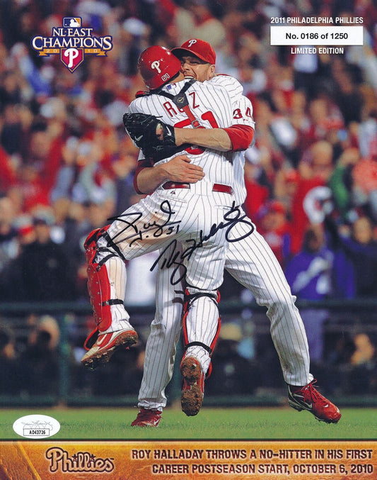 Roy Halladay HOF/Ruiz Autographed Perfect Game 2011 8x10 Phillies Phan Photo JSA