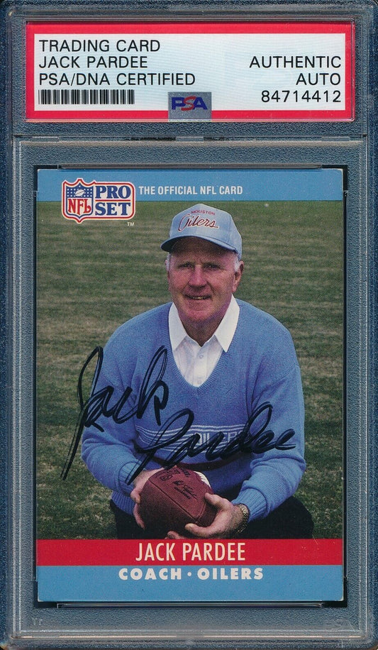 1990 Pro Set Jack Pardee #127 Card Signed Houston Oilers PSA/DNA 176358