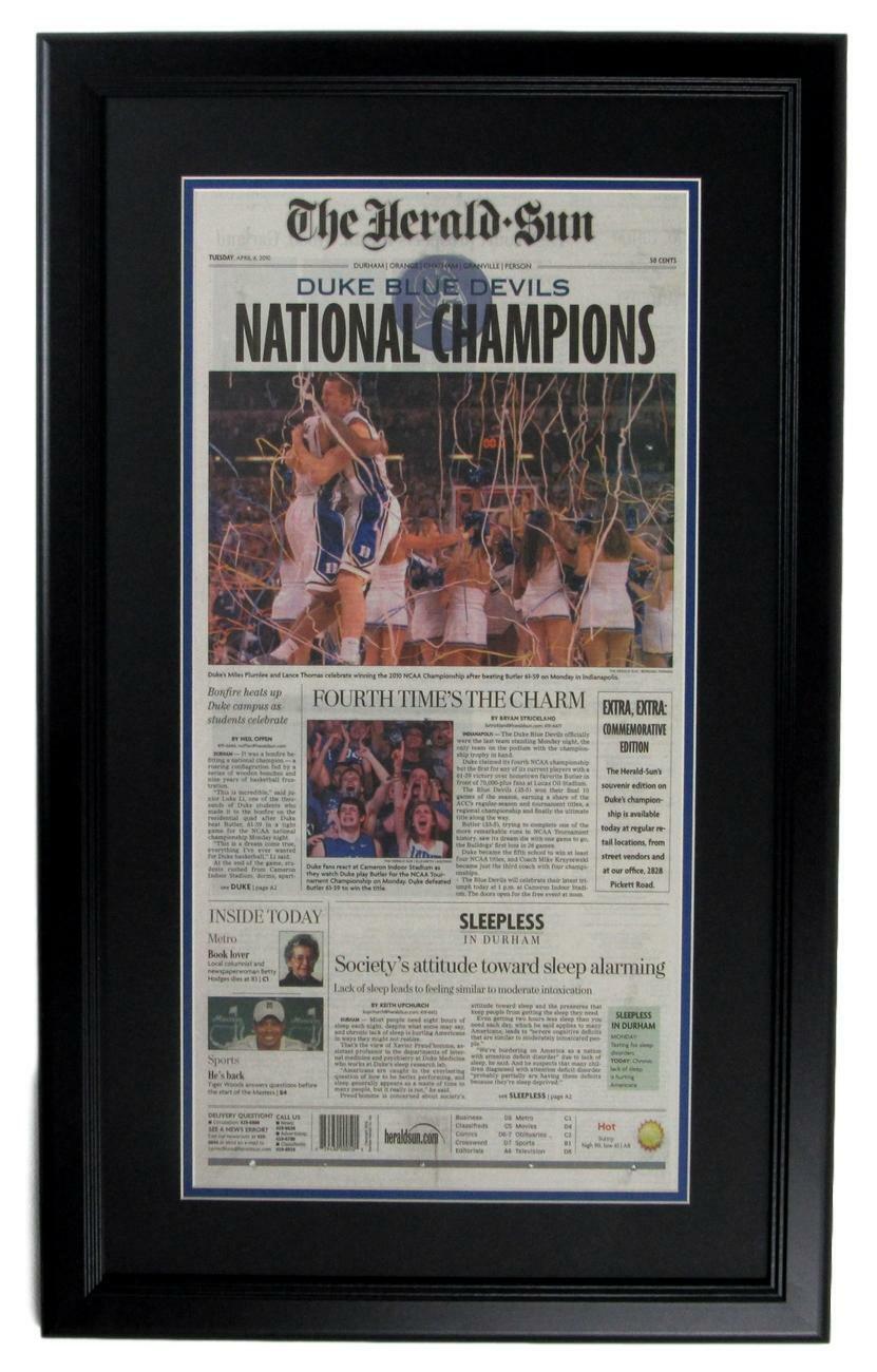 The Herald Sun 2010 National Champs Duke Blue Devils Newspaper Framed 152278