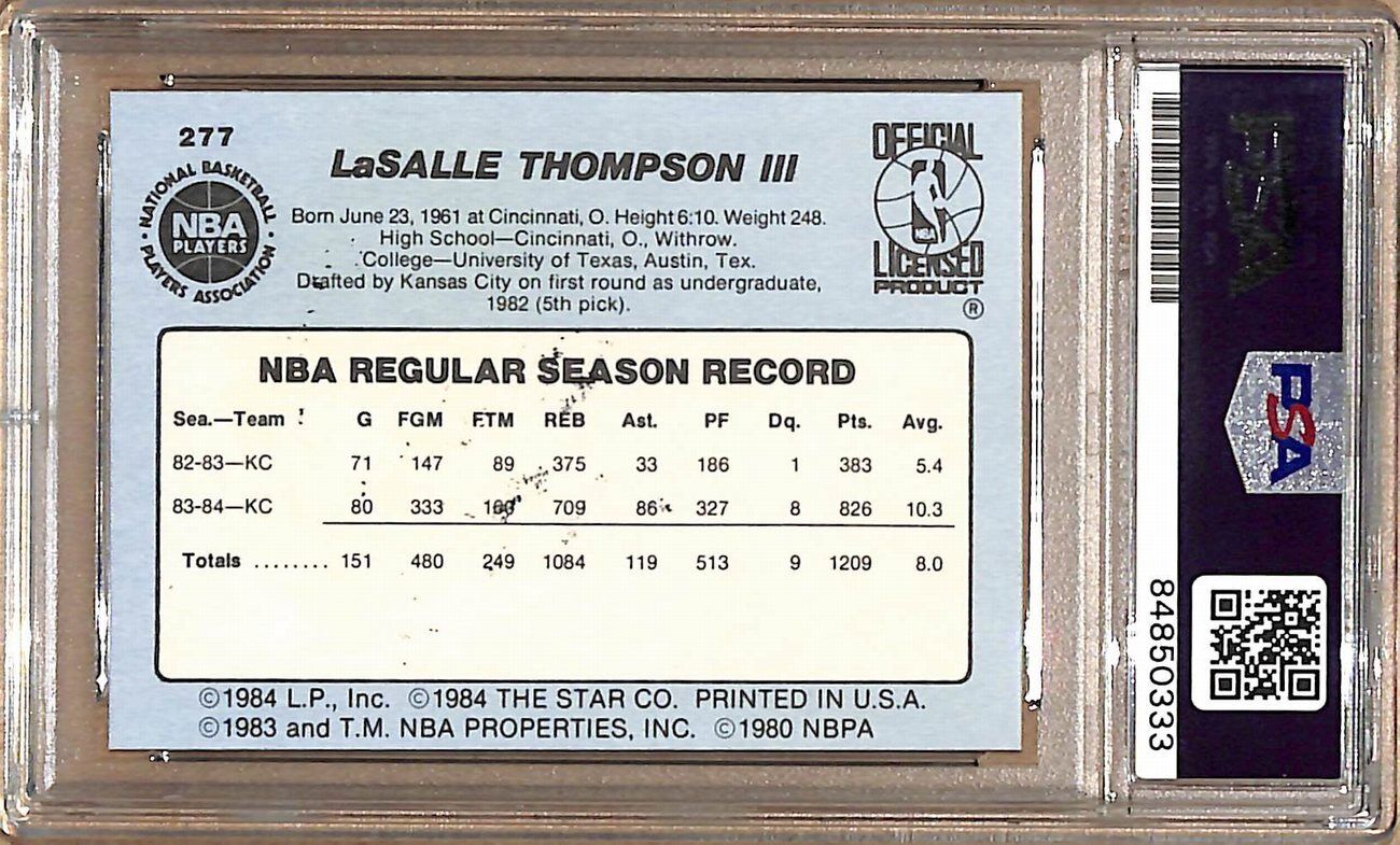 1984-85 Star Company #277 LaSalle Thompson Kings Signed/Auto Card PSA/DNA 178866