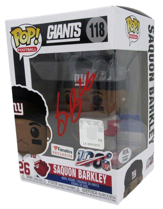 Saquon Barkley Signed Funko Pop! #118 Figurine New York Giants PSA/DNA 183536