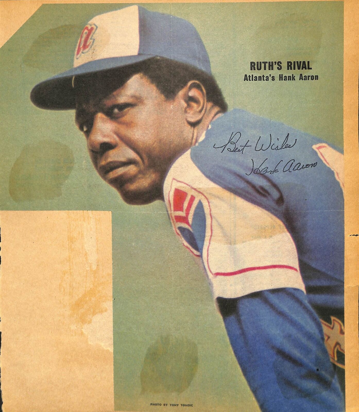 Hank Aaron Atlanta Braves HOF Signed 10x12 Sporting News Cover 180777