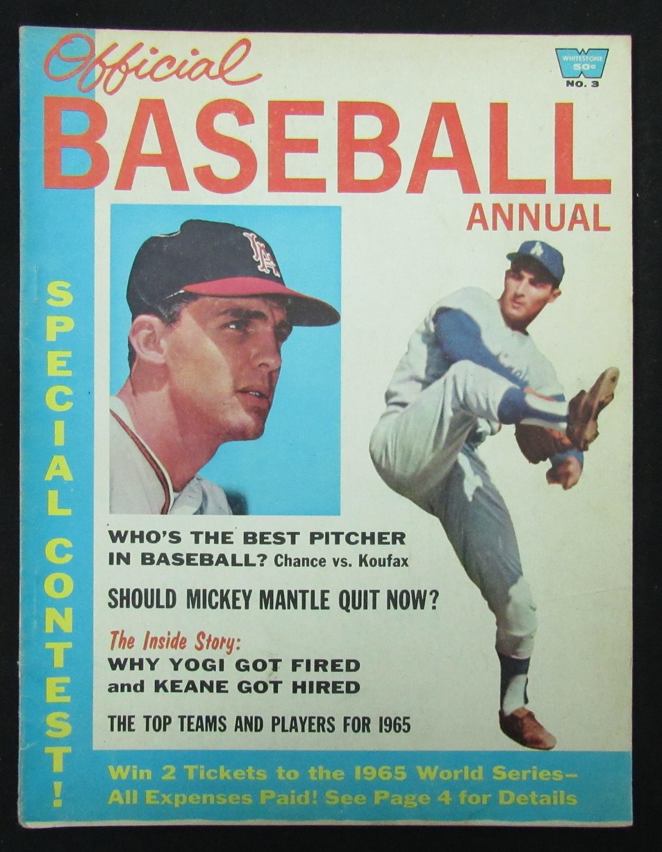 1965 Whitestone Official Baseball Annual Preview Magazine Koufax Cover 185569