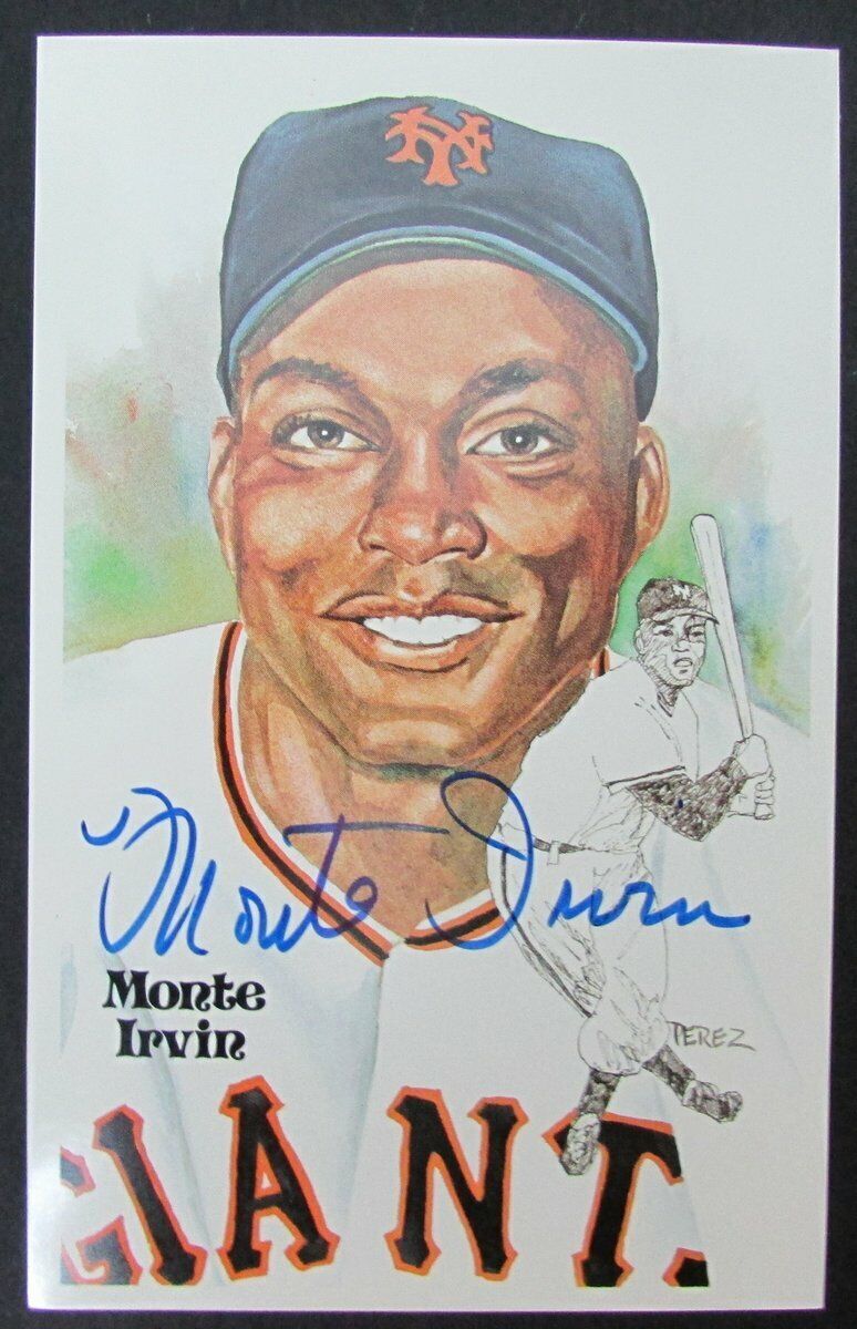 Monte Irvin Giants Autographed Signed 3.5x5.5 Perez Steele HOF Postcard 149725