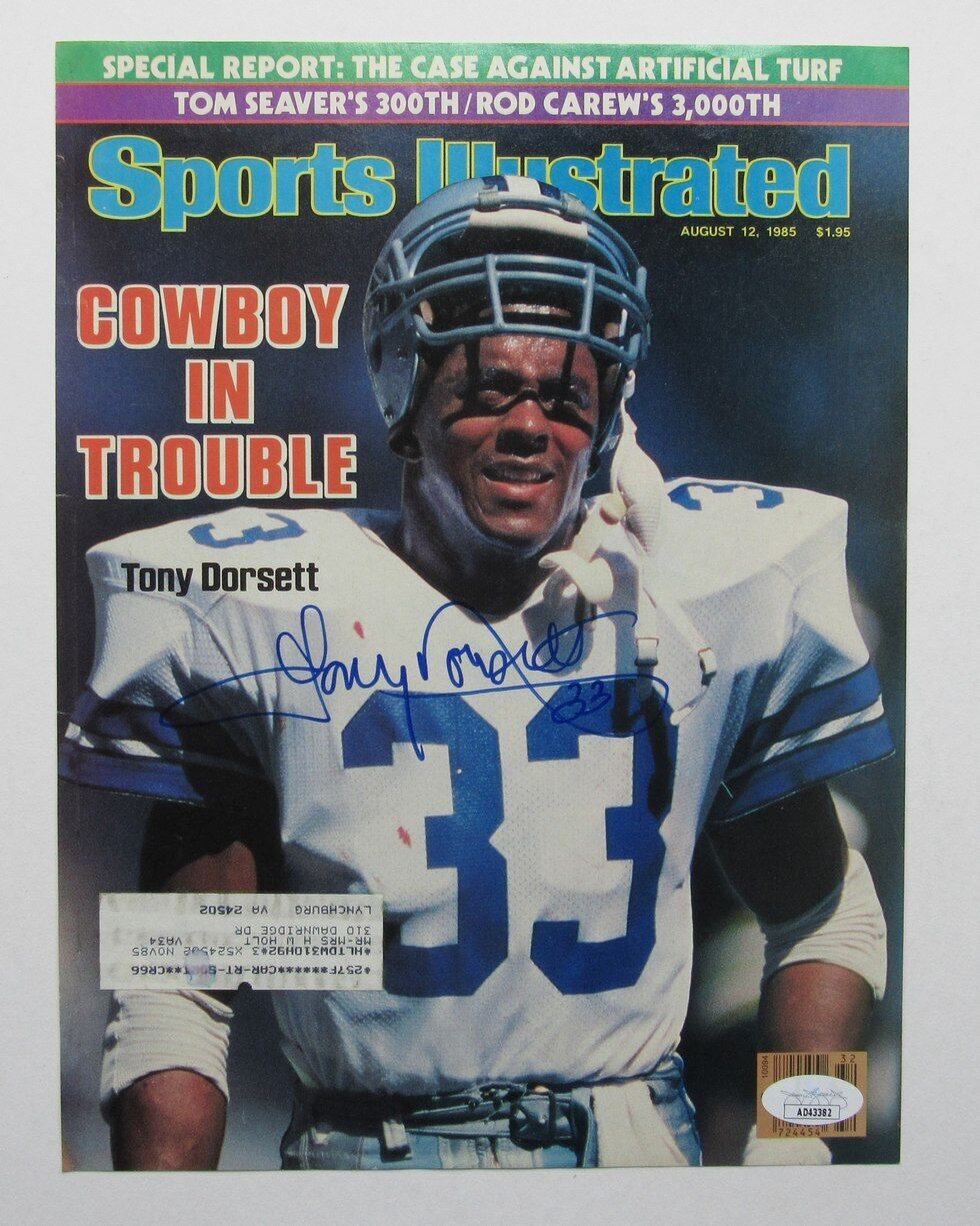 Tony Dorsett HOF Autographed 1985 Sports Illustrated  Dallas Cowboys JSA