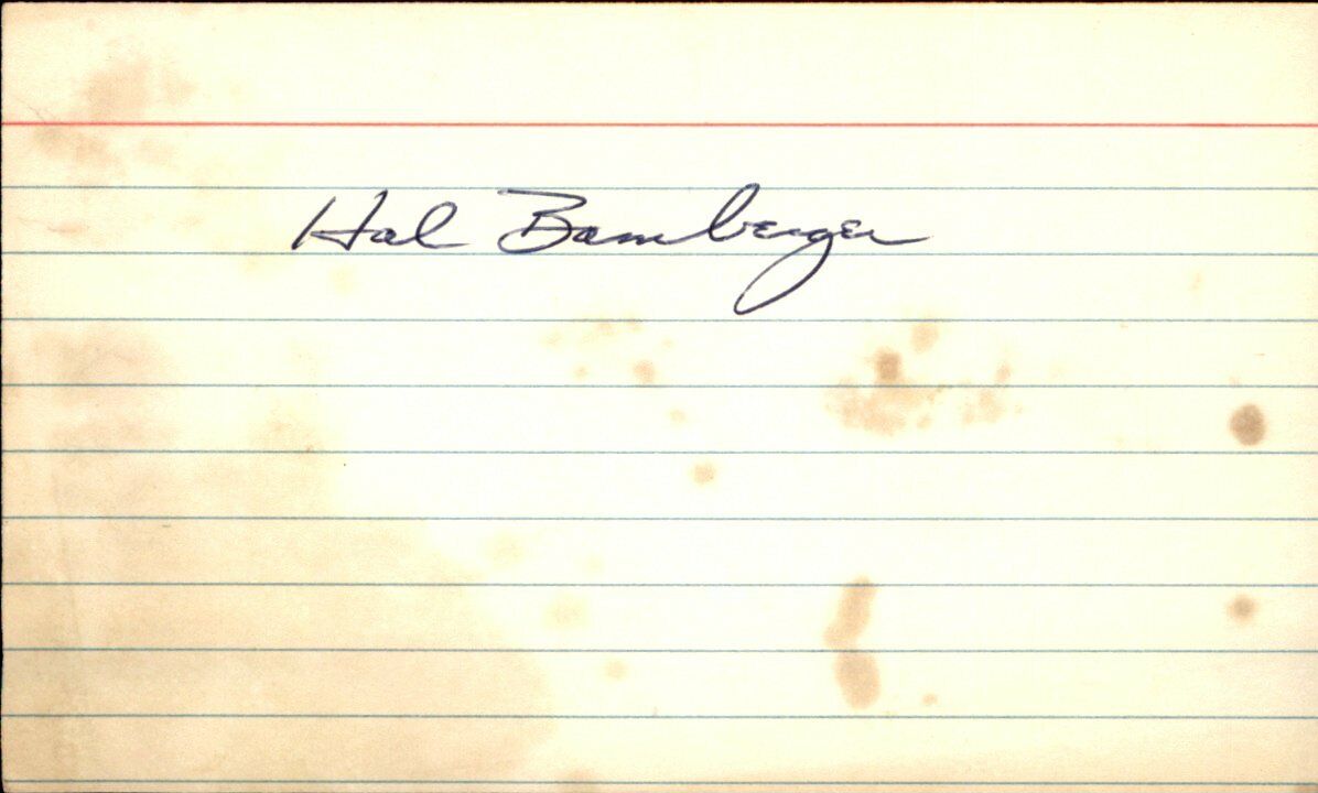 Hal Bamberger New York Giants d.2010 Signed/Autographed 3x5 Index Card 162610