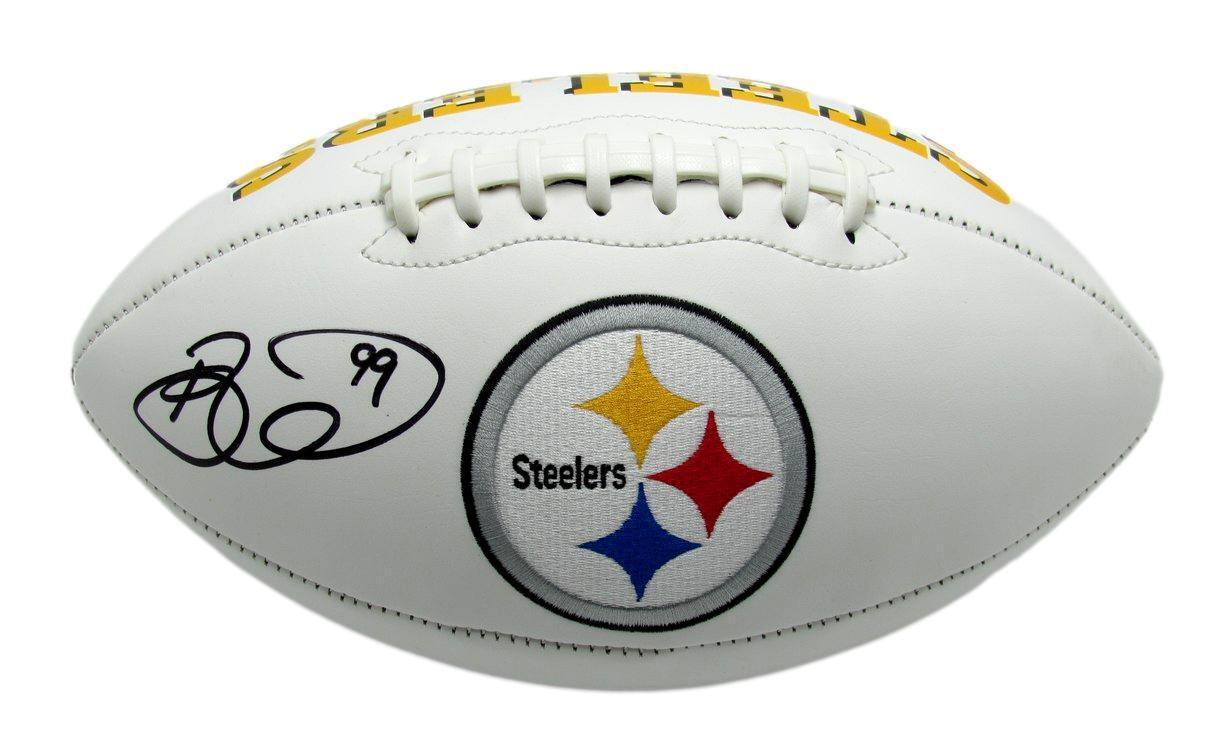 Brett Keisel Autographed Pittsburgh Steelers Full Size Logo Football JSA