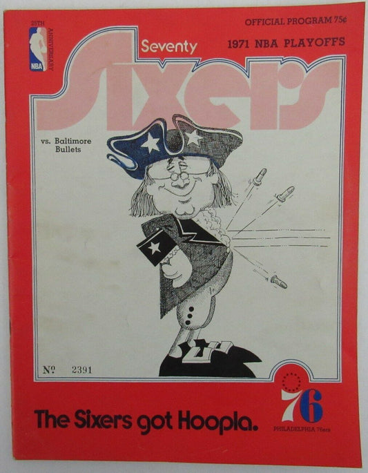 1971 NBA Playoffs Philadelphia 76ers vs Washington Bullets Game Program 156968