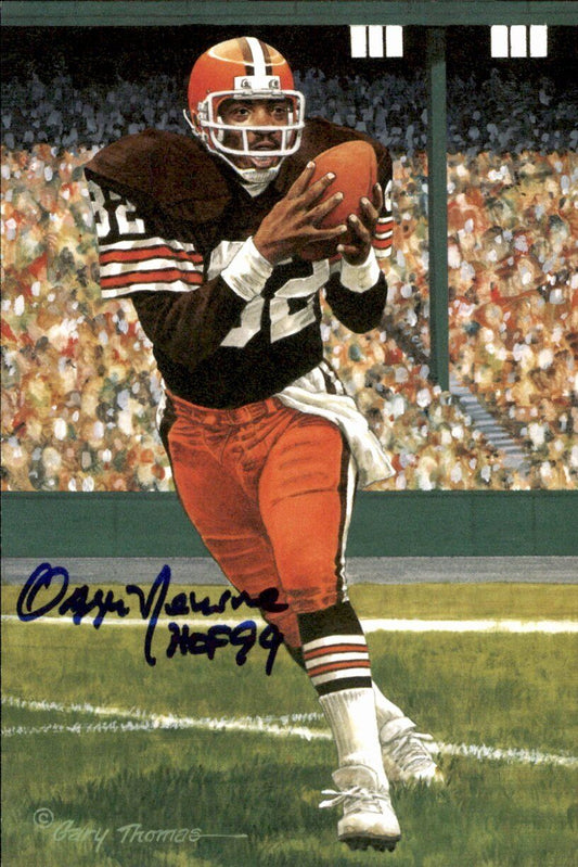 Ozzie Newsome HOF Browns Signed/Inscr Goal Line Art GLAC Postcard JSA 167121